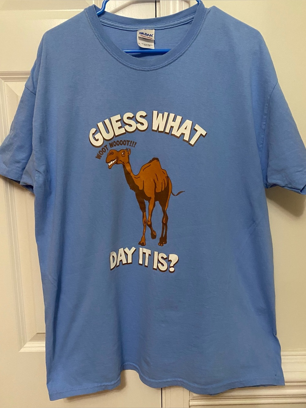 Gildan Blue Tee Camel Graphic - 'Guess What Day It Is?'